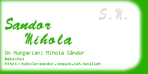 sandor mihola business card