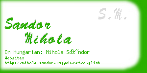 sandor mihola business card